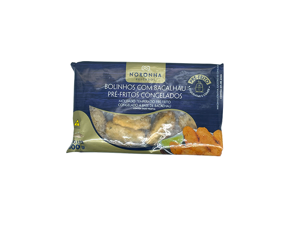 BOLINHO DE BACALHAU PRÉ-FRITO CONGELADO NORONHA 300 G (CX 10 PCT)